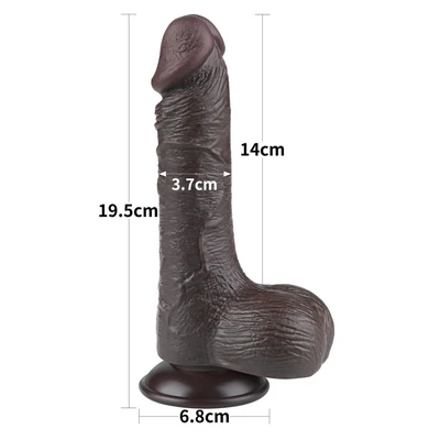 Realistični crni dildo sa izraženim venama i pomerivom kožicom 19cm LVTOY00742