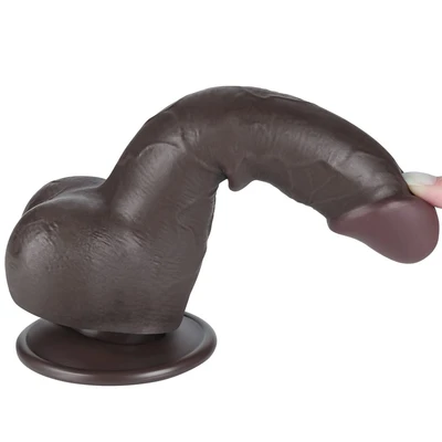 Realistični crni dildo sa pomerivom kožicom 19cm LVTOY00741