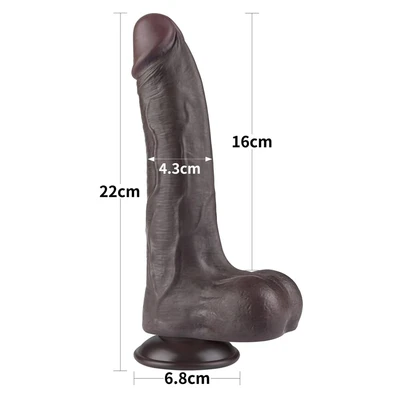 Realistični crni dildo sa pomerivom kožicom 22cm LVTOY00747