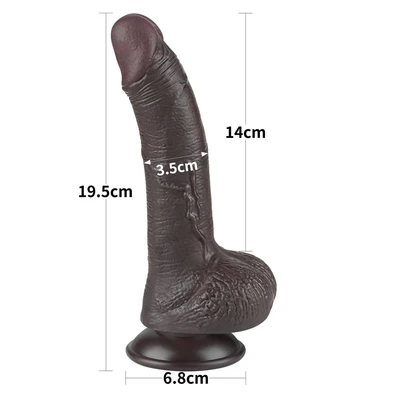 Realistični zakrivljeni crni dildo sa pomerivom kožicom 19cm LVTOY00740